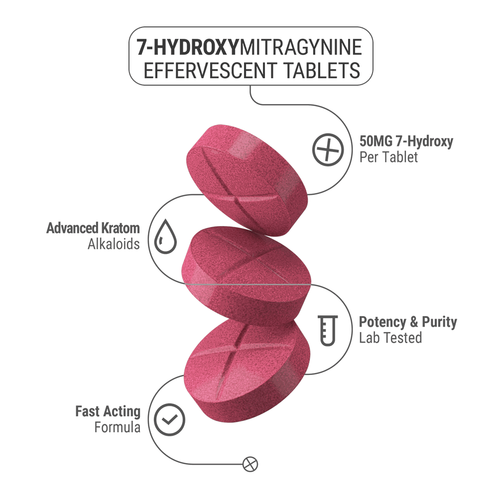 50mg 7-Hydroxy Effervescent Tablets - Strawberry - 5