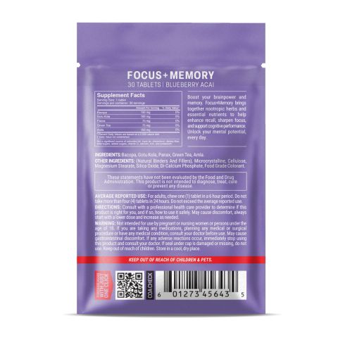 500mg - Focus + Memory - Mood Tablets - Thumbnail 8
